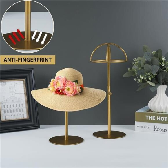 Metal Hat Display Stand 2 Pack Adjustable Cap Rack Holder for Home Boutique Stor - Picture 4 of 7